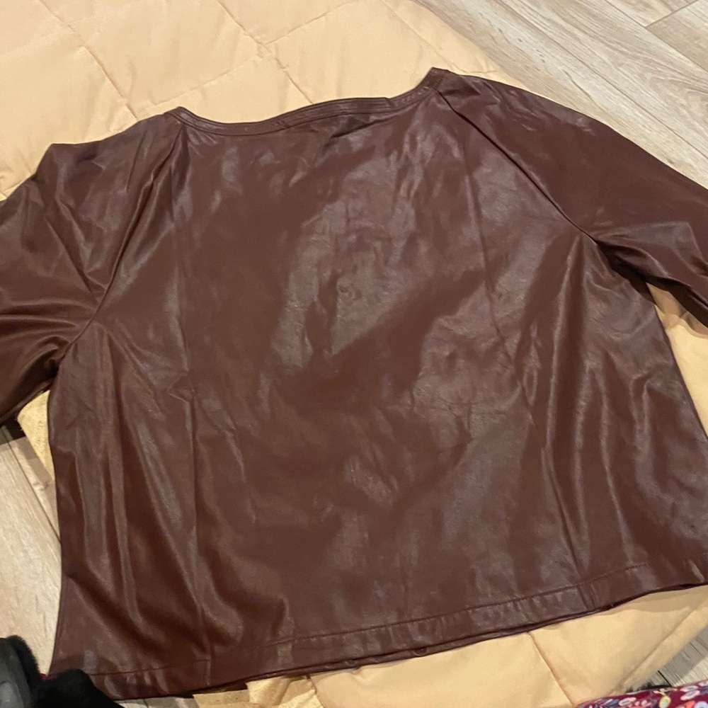 Loft balloon sleeve , pleather blouse